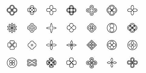 Unique floral icons, perfect for branding projects and modern design elements; elegant vector outlines providing stylish minimalist accents, great for logos and graphic design projects