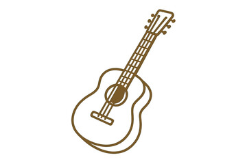 Naklejka premium Minimalist outline sketch of a classic acoustic guitar string instrument