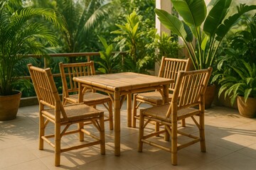 Obraz premium Bamboo Table on Outdoor Terrace