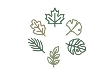 Minimalist natural foliage and tree leaves arranged in a circular pattern