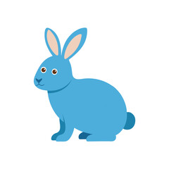 Vector art of cute blue rabbit standing, cartoon vector illustration