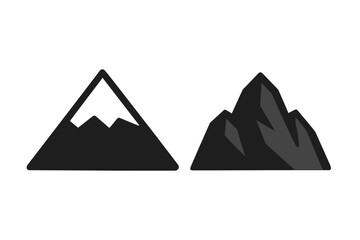 Two stylized black mountain peaks representing nature adventure and outdoor exploration symbols