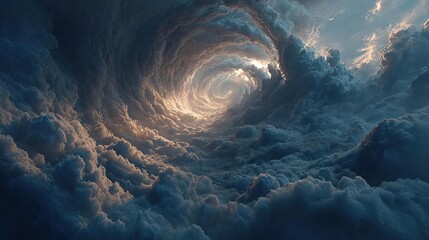 Obraz premium Storm clouds flashing with fierce lightning concept. A mesmerizing swirl of clouds illuminated by soft light.