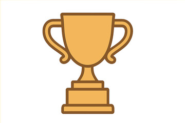 Simple golden trophy cup with handles on a tiered pedestal base