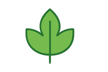 Modern stylized green leaf graphic element isolated on white background