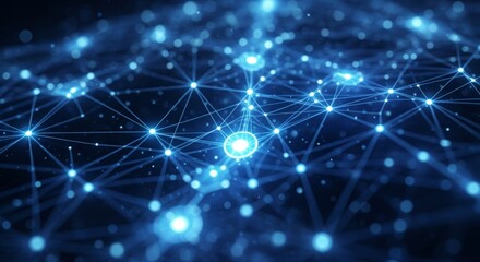 Futuristic digital network visualization with glowing blue connections