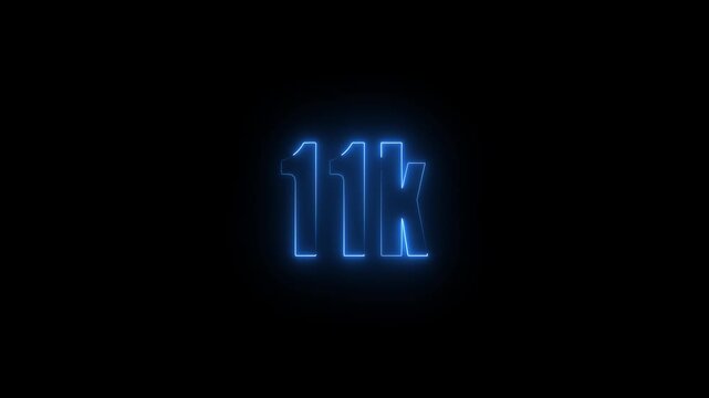 11 k celebration neon text animation 4k video. Followers, like, subscribe, light, typography video in black background.90 k followers Celebration text animation.4K Motion.