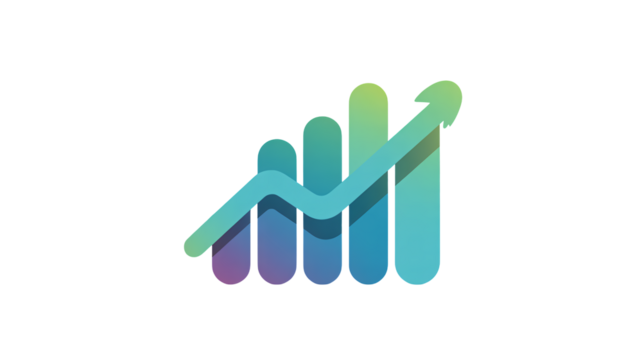 Dynamic upward trend chart with arrow indicating business growth and success, perfect for financial reports and presentations