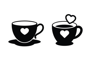 Coffee Cup silhouette  vector bundle, Set of Valentine Coffee Cup silhouette vector 