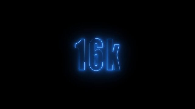16k celebration neon text animation 4k video. Followers, like, subscribe, light, typography video in black background
