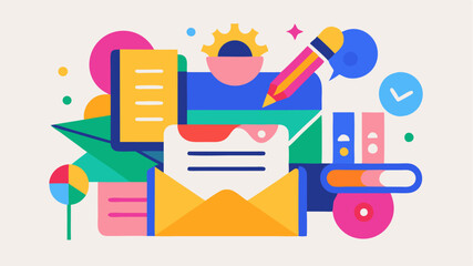 A colorful invitation design being crafted with creative elements like typography and graphics highlighting the importance of event communication.