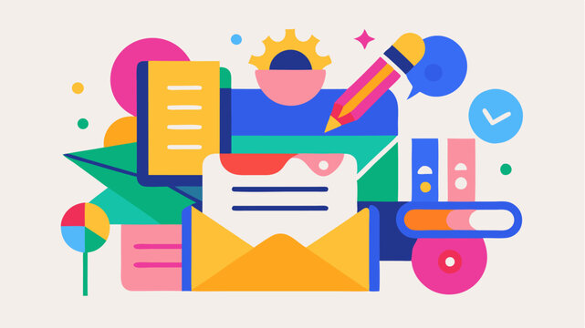 A colorful invitation design being crafted with creative elements like typography and graphics highlighting the importance of event communication.