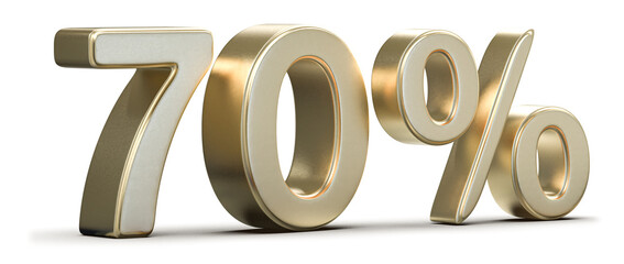 70 Percent Gold Metal 3D Render Discount Sale Promotion