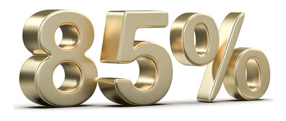 Golden 3D 85 Percent, Eighty-Five Percentage Discount, Promotion, Sale Illustration