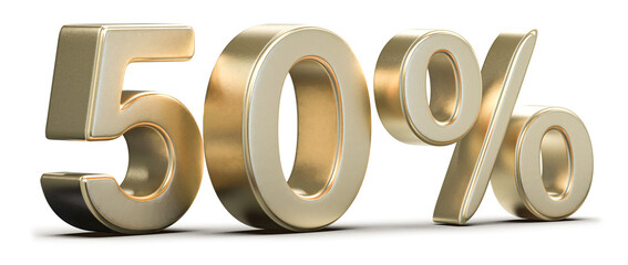 Luxurious golden 50% symbol for discount and special offers