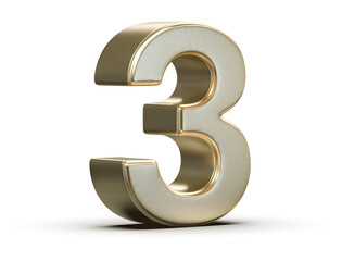 Gold and White 3D Number Three for Special Occasions and Premium Design