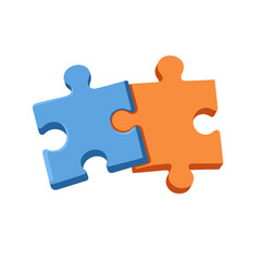 Obraz premium Interlocking Blue and Orange Jigsaw Puzzle Pieces Symbolizing Connection