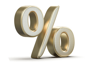 Gold and White Percentage Symbol 3D Render