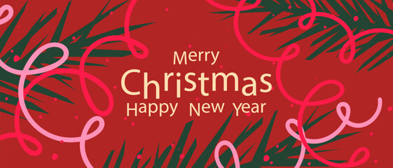 Merry Christmas and Happy New Year background.Vector illustration.	
