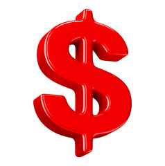 Red Dollar Sign 3D Render Illustration for Finance and Economy