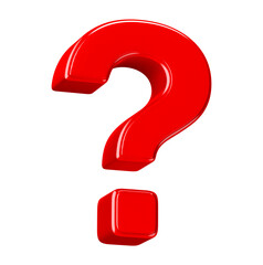 Red 3D Question Mark Symbol Isolated on Black Background, Glossy Plastic Texture