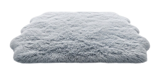 Soft and fluffy gray rug, perfect for adding comfort and style to any room, isolated on transparent background