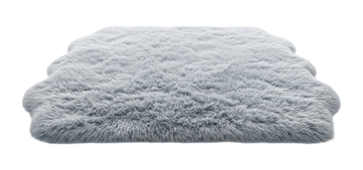 Soft and fluffy gray rug, perfect for adding comfort and style to any room, isolated on transparent background