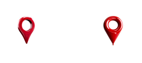 Fototapeta premium Set of Two glossy red map pin markers isolated