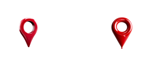 Set of Two glossy red map pin markers isolated