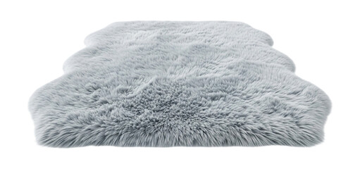A fluffy sheepskin rug isolated on transparent background is a soft and cozy addition to any home decor style