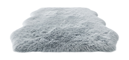 A fluffy sheepskin rug isolated on transparent background is a soft and cozy addition to any home decor style
