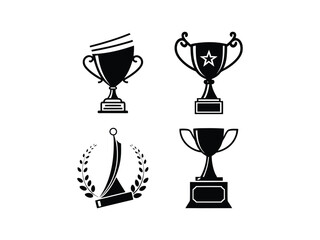 achievement and award icons set trophy