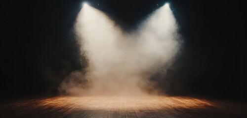 Obraz premium Dramatic Stage Lighting with Smoke and Dark Background for Performances