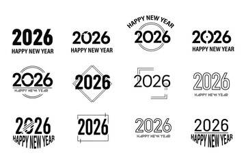 Fototapeta premium Happy New Year 2024 trendy sliced black text on white background