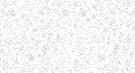 Obraz premium Elegant floral pattern with delicate swirls and botanical elements for graceful backgrounds, invitations, and sophisticated design projects
