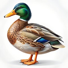 Male Mallard Duck with Green Head and Orange Beak male duck
