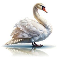Side Profile of a White Swan with Orange Beak bird