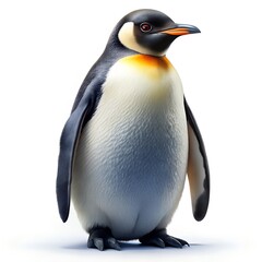Emperor Penguin Standing Profile on White Background