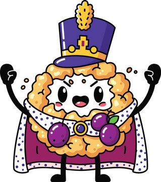 Naklejki Cartoon Kaiserschmarrn King with Plum Compote and Royal Cape