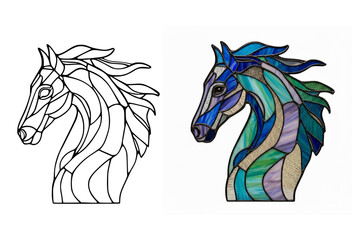 Majestic Horse Stained Glass Art – Elegant Decorative Panel