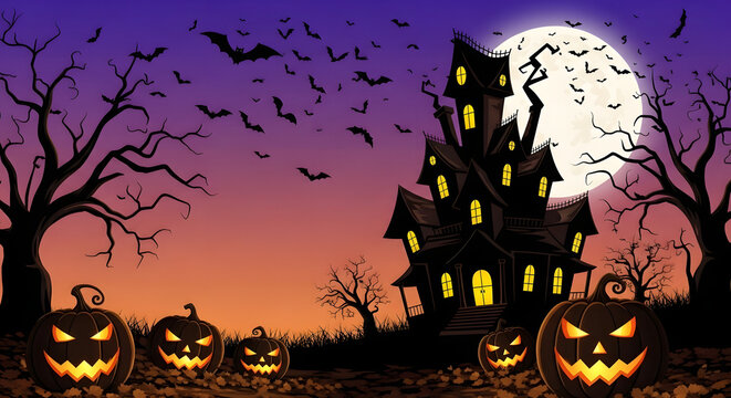 Scary halloween isolated background. Orange and yellow background. Vector illustration.  wallapaper