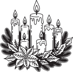 Candle silhouette with crown vector illustration for celebration and holiday design