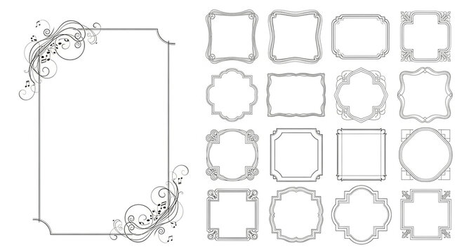 Elegant frame collection isolated on white background, perfect for adding a touch of sophistication to your design projects