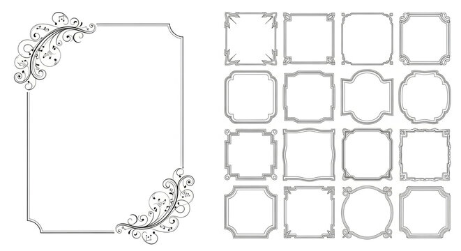 Collection of elegant frames isolated on white background, perfect for adding a touch of sophistication to your design projects