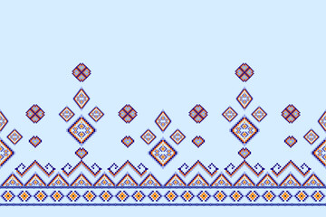Ikat ethnic abstract geometric embroidery knitting element seamless on yellow background pattern. Native decorative design for fabric, fashion, texture, wallpaper, border, line, lace, decoration
