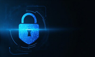 Cyber Security A Glowing Blue Padlock Representing Digital Data Protection