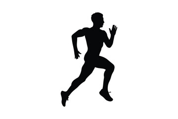 Silhouette of a male athlete running at full speed