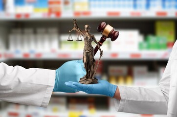 Forensic medicine, doctor hold law concept