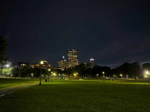 Night photo of downtown Boston, Massachusetts