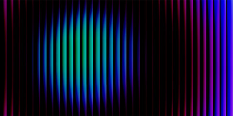 Glowing neon waves form vibrant circular gradient with fractal glass effect and blending purple cyan colors. Futuristic and dreamy background with wave effect adds fluid movement and dynamic depth